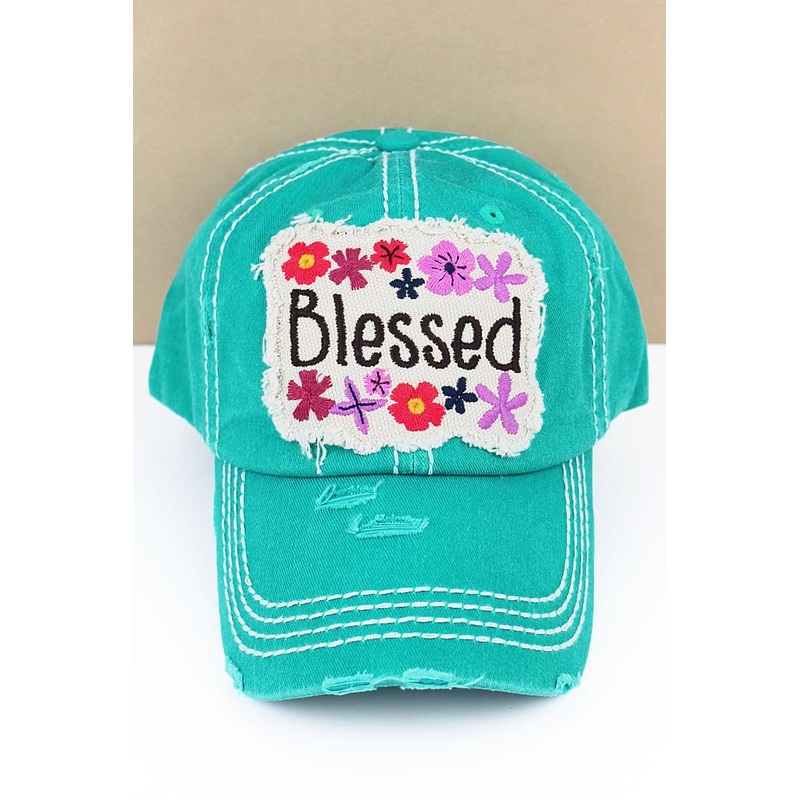 Blessed Distressed Floral Hat*