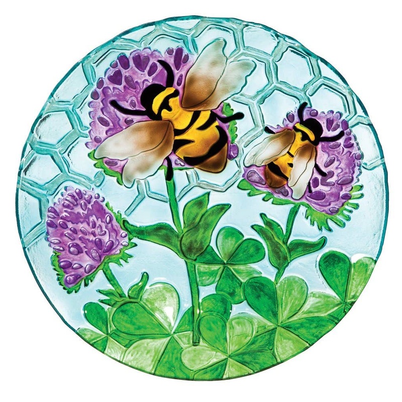 Bumble Bees 18" Glass Birdbath (stand sold separately)*