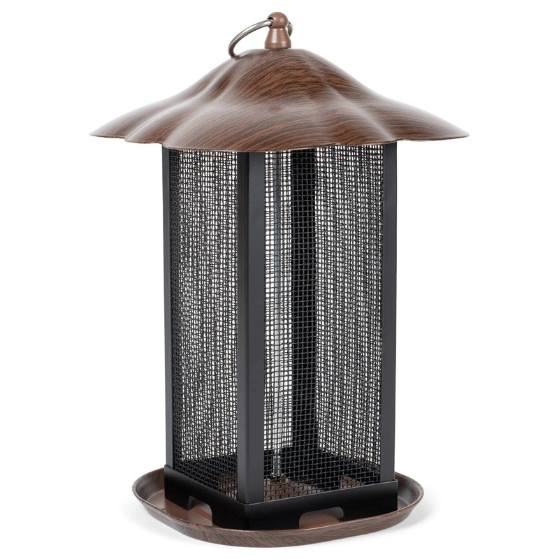 Cherry Woodgrain Heavy Duty Metal Bird Feeder 11 inch*