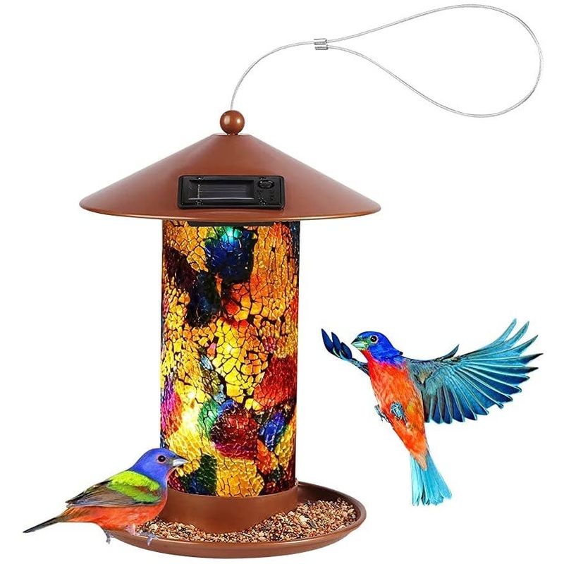 Solar Light Bird Food Feeder for Garden Decoration