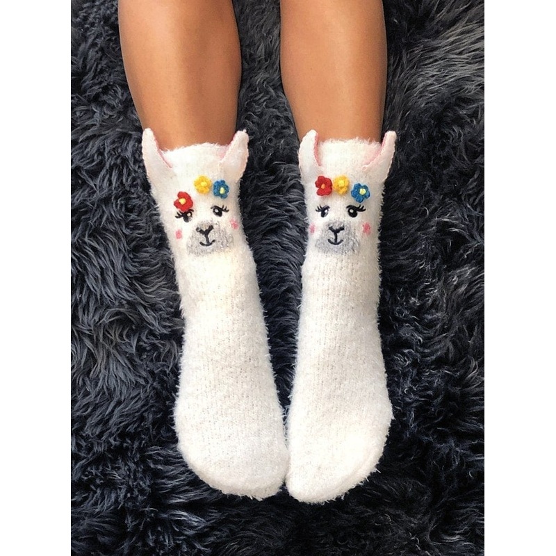 Llama Crew Slipper Socks Soft and Fuzzy Women's
