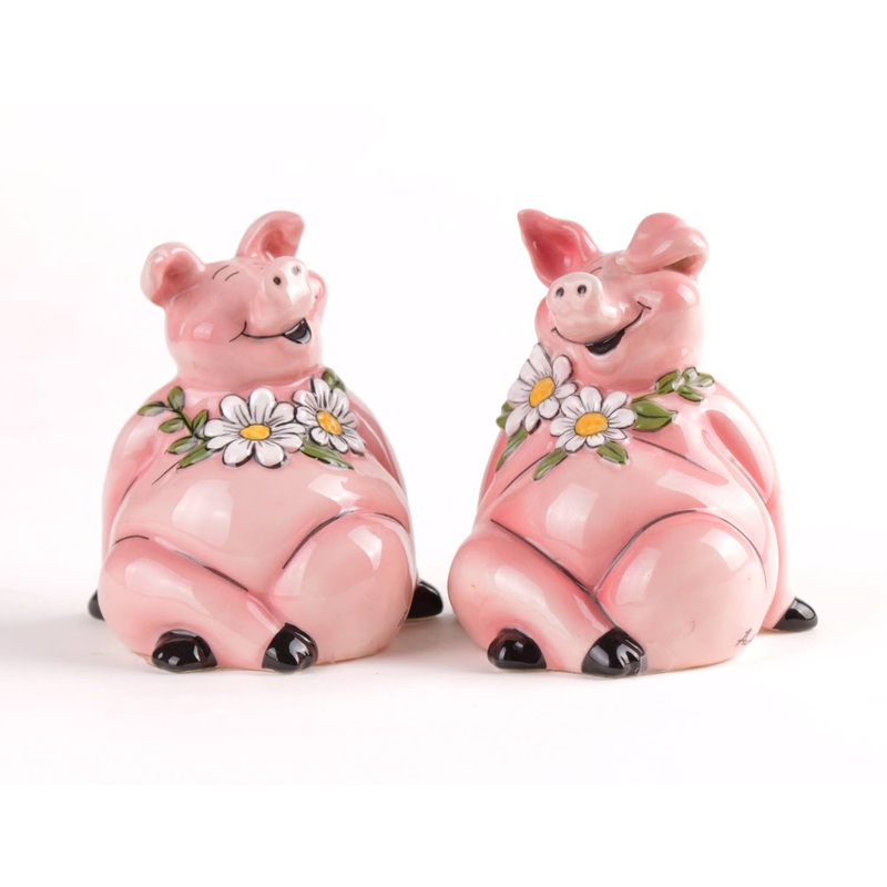 Pink Pigs Funny Salt & Pepper Set Handmade