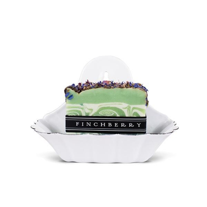 Vintage Country Chic:  Scalloped White Metal Soap Dish