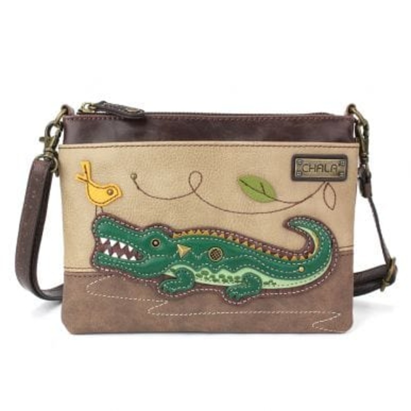 ALLIGATOR Mini Crossbody Purse and Gator Keychain