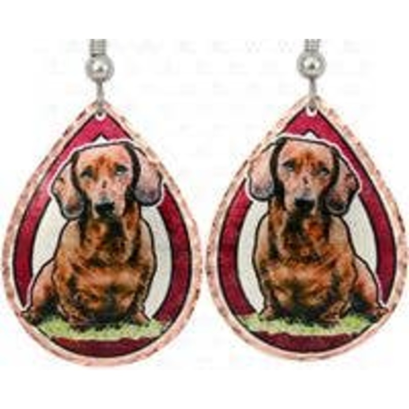 Dachshund Copper Art Earrings Handmade in the USA