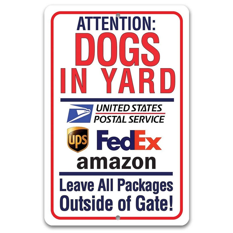 Dogs in Yard Sign for Pet Owners -Made in the USA Metal Sign