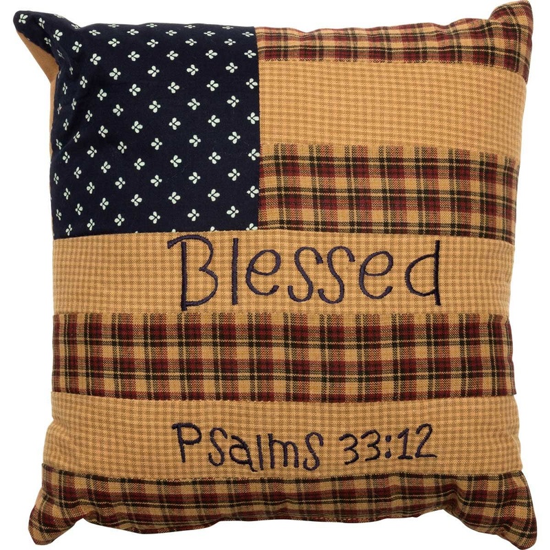 Patriotic Patch Pillow Blessed 10x10