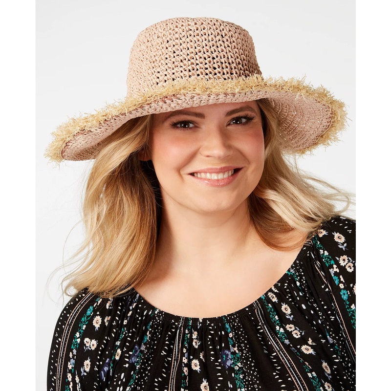 Steve Madden Women's Frayed Straw Crochet Bucket Hat ONE SIZE