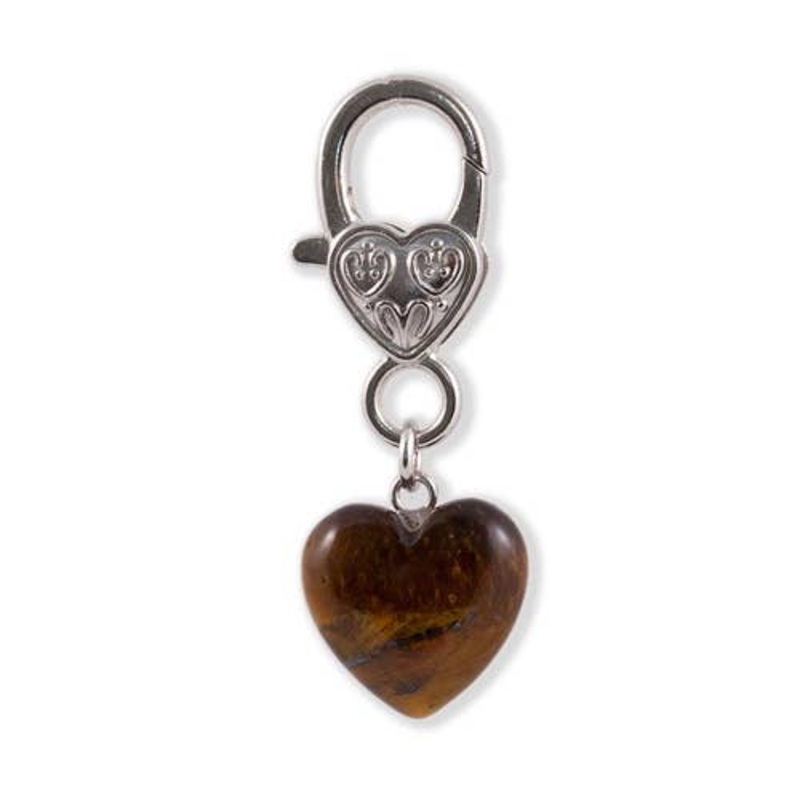 Tiger's Eye Crystal Heart Pet Charm Healing Crystals