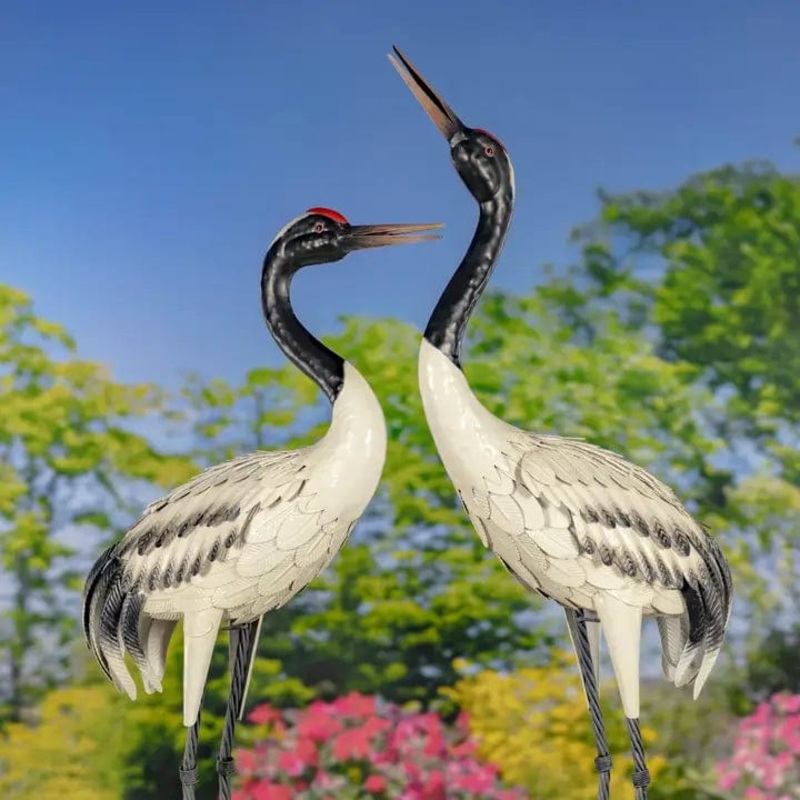 Black-Necked White Crane Garden Figurines 54" Tall