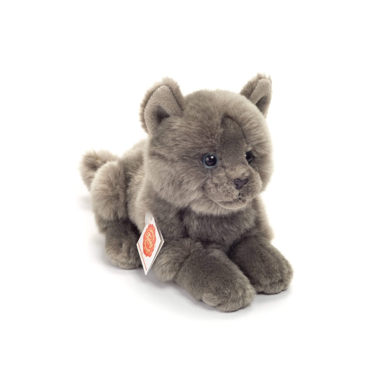 British Shorthair Blue Kitten  lying down 20 cm - plush toy by Teddy Hermann