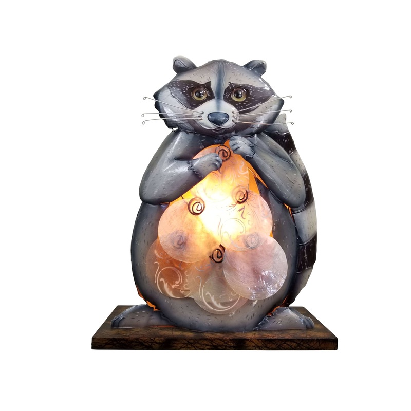 Capiz Raccoon Accent Lamp Handmade