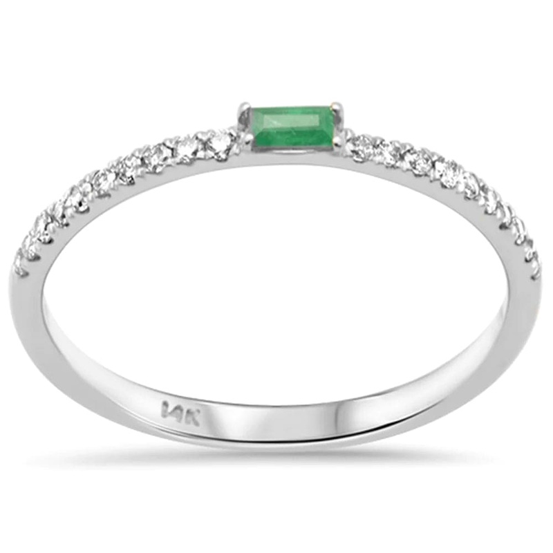 Dainty Emerald and Diamond Ring in 14K Gold-Elegant
