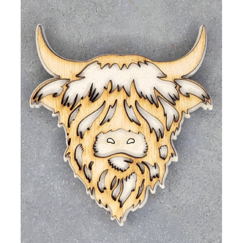 Highland Cow Magnet Handmade in the USA Wood look