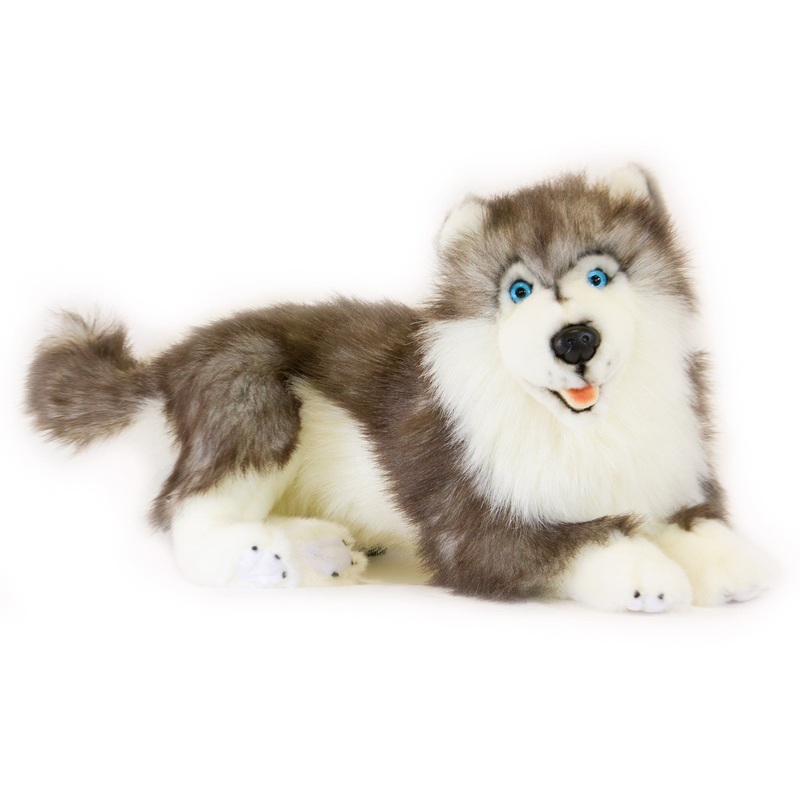 Realistic Lying Siberian Husky Plushie Large Size 44cm/17