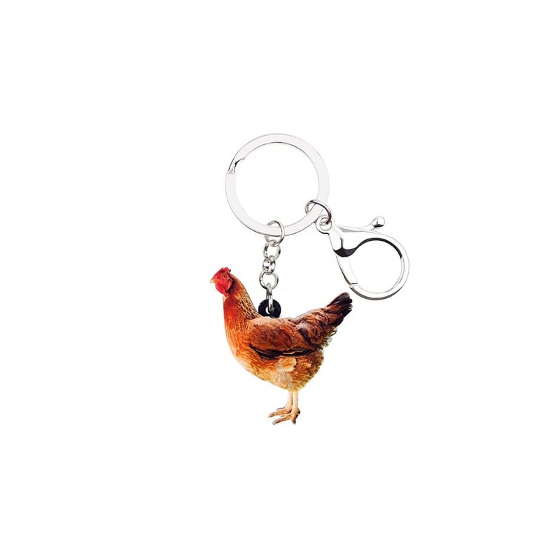 Red Hen Chicken Acrylic Keychain and Earrings Realistic Fun!
