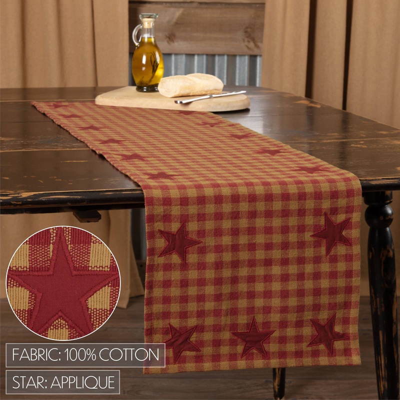 VHC Brands - Burgundy Star Runner Woven 13x48