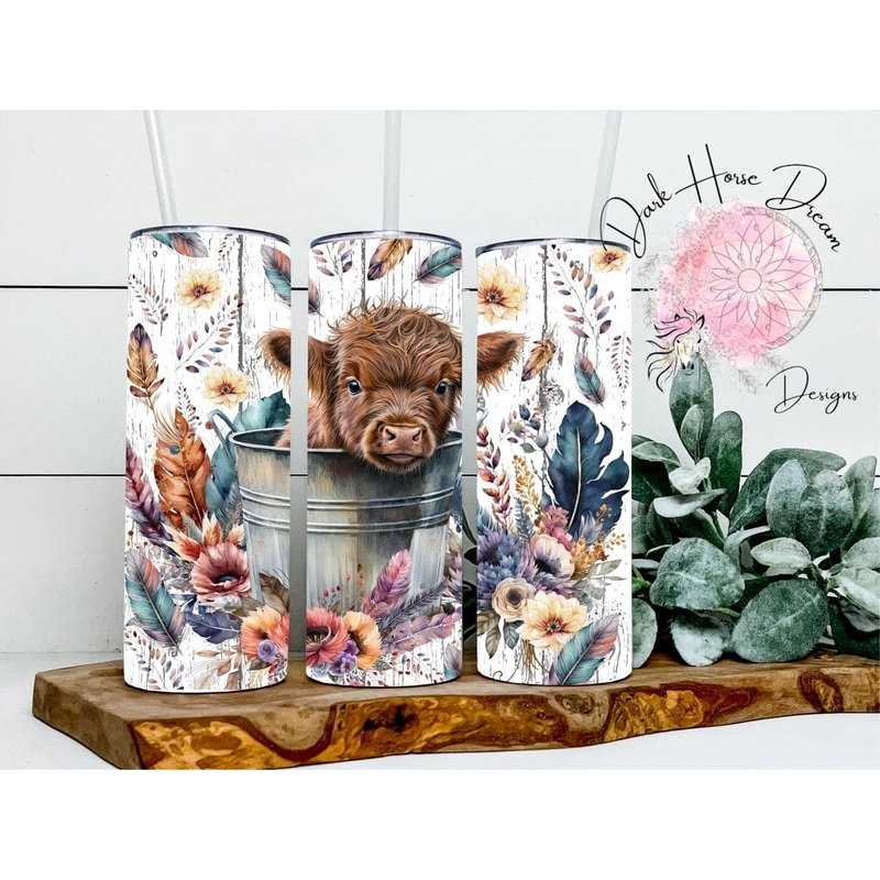 Boho Baby Cow Bath Time Tumbler Highland Calf