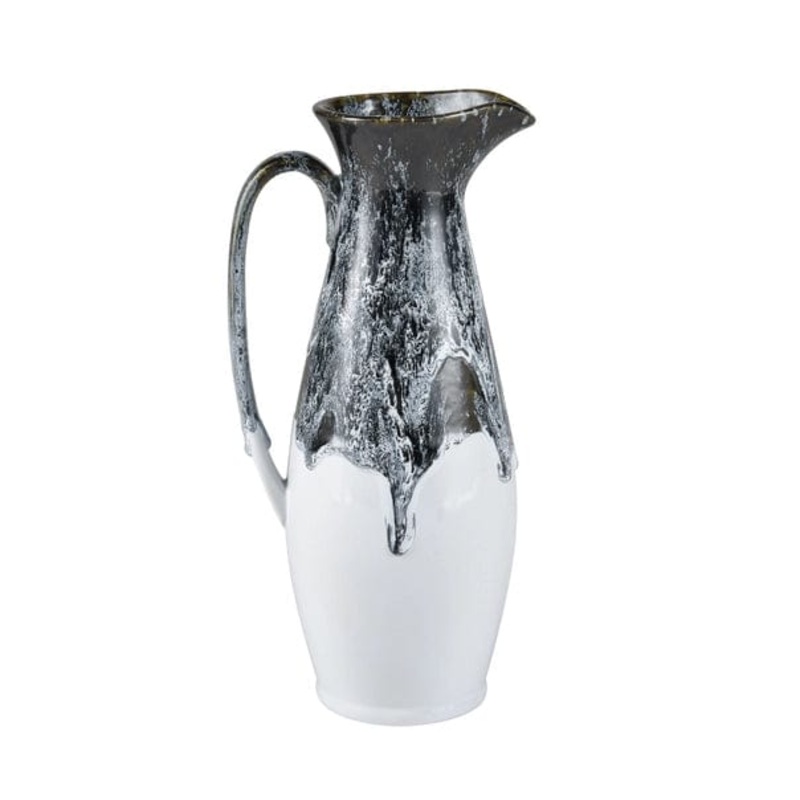 Gallemore Decorative Hand-Applied Glazed Ceramic Pitcher