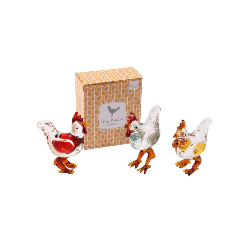 Handblown Glass Roosters, Cute little glass chickens