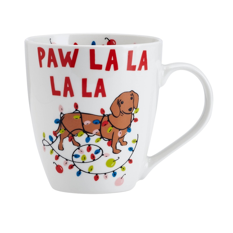 Pfaltzgraff Paw La La La 18oz Holiday Dachshund Barrel Mug