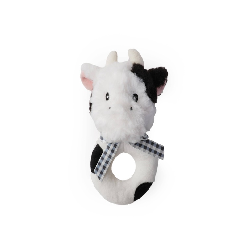 Plush Cow Ring Rattle and Snuggler for Babies