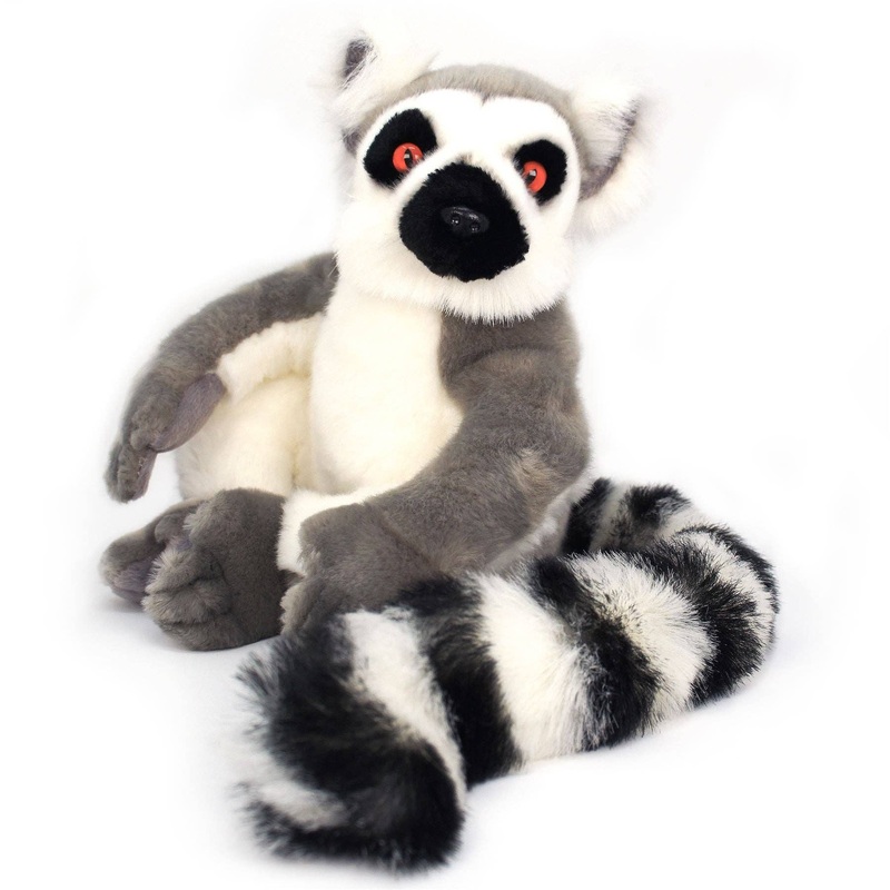 Plush Ring-Tailed Lemur 21 Inch Realistic Stuffed Animal