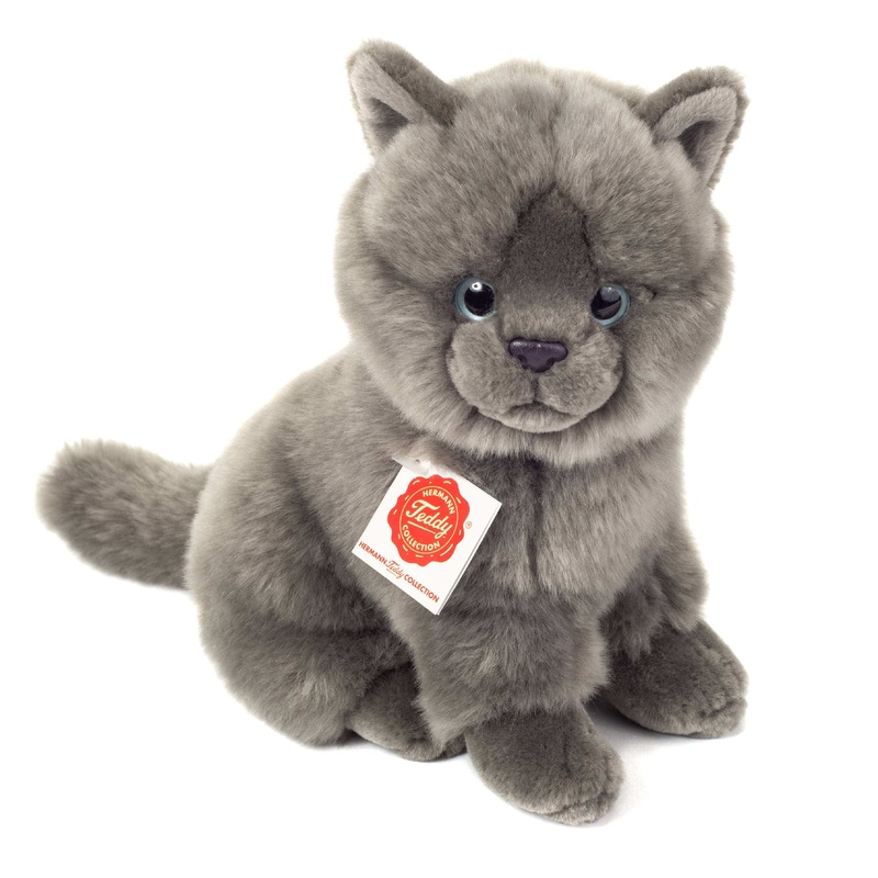 Sitting Lifelike British Shorthair Kitty 20 cm by Teddy Hermann Eco Friendly
