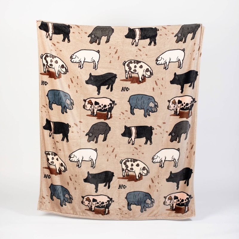 Breeds of Pigs Plush Throw Blanket