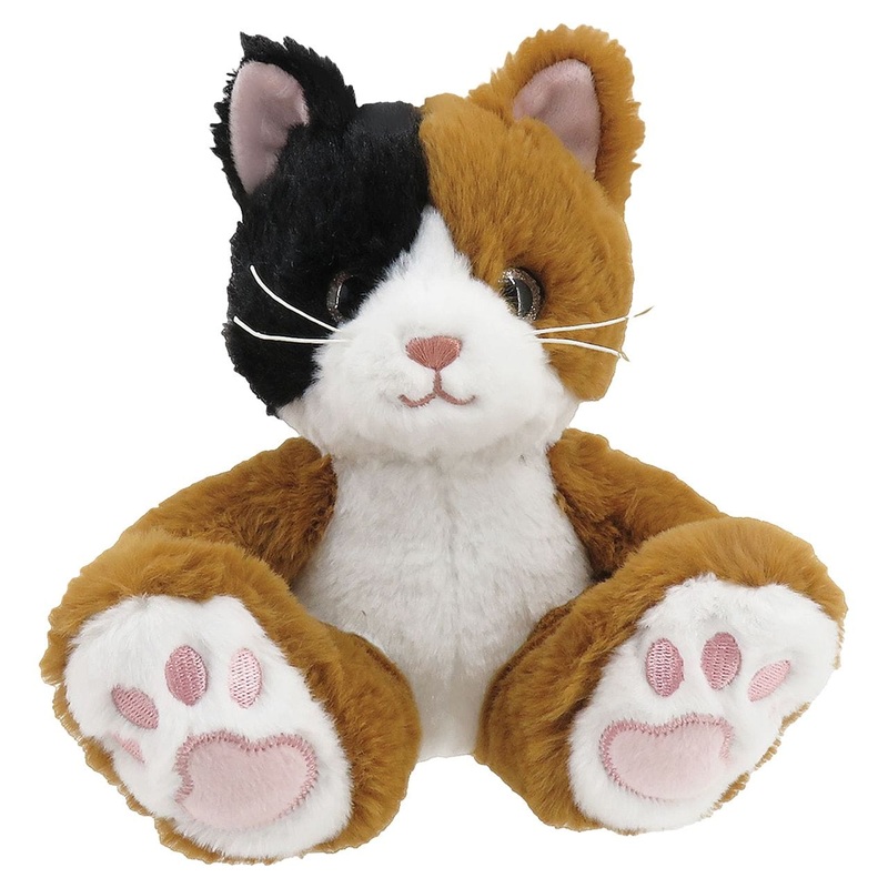 Footsies Plush Calico Kitty Cat Glittery Eyes & Embroidered Feet, So Cute!