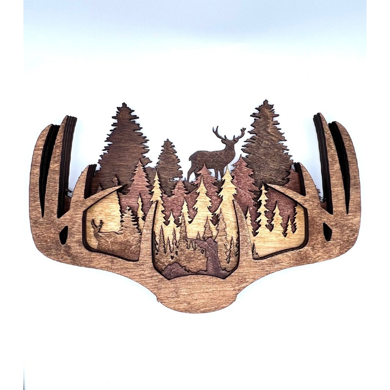 Handmade Deer Antlers Multi-Layer Wood Wall Hanging