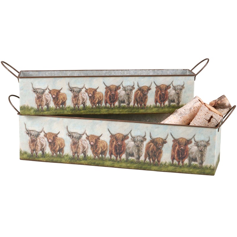 Highland Cows Metal Nesting Bin Set-Primitives by Kathy