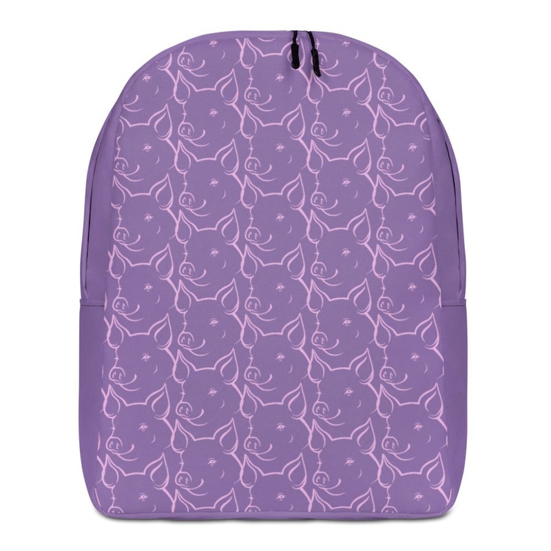 Pink Pigs Adorable Purple Girl's Full Size Backpack
