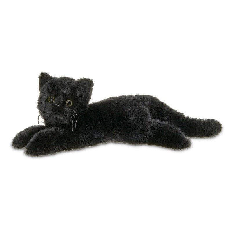 Plush Floppy Black Cat with Green Eyes by Bearington