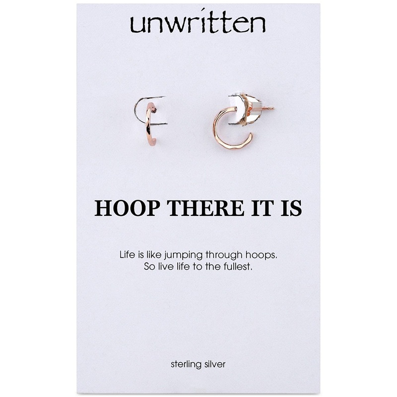 Unwritten "Hoop There it Is" Textured Rose Gold Hoop Earrings