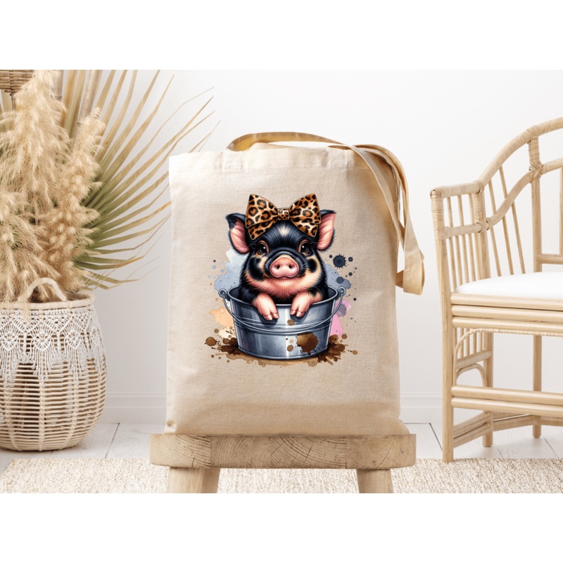Baby Pig in a Bucket Canvas Tote Bag