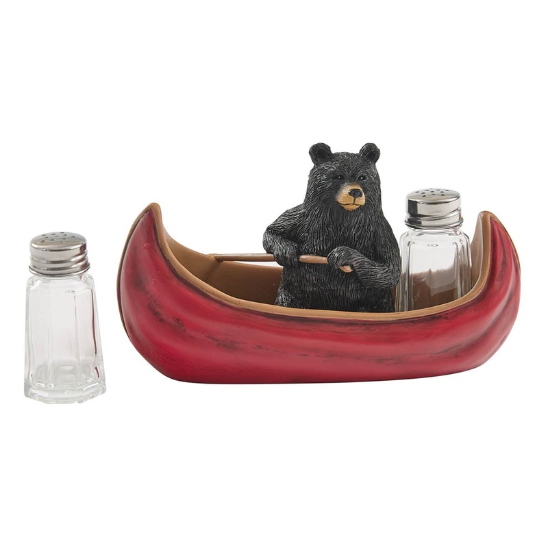 Bear in a Canoe Summer Vacation Salt And Pepper Set