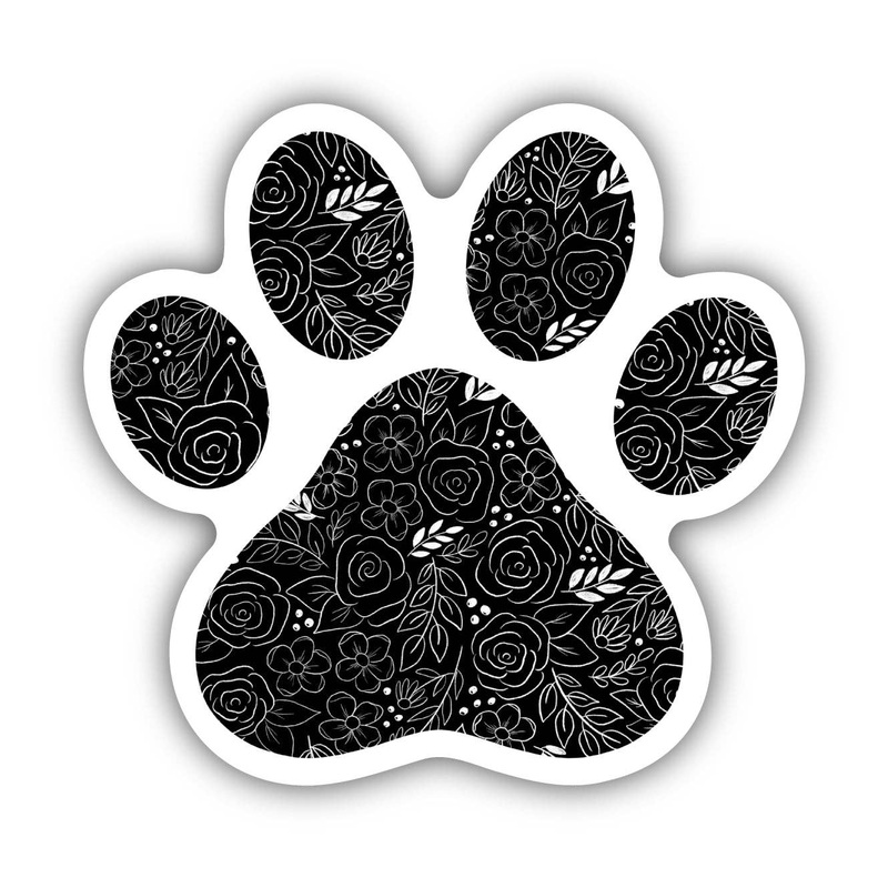 Big Moods - Black Floral Paw Print Sticker