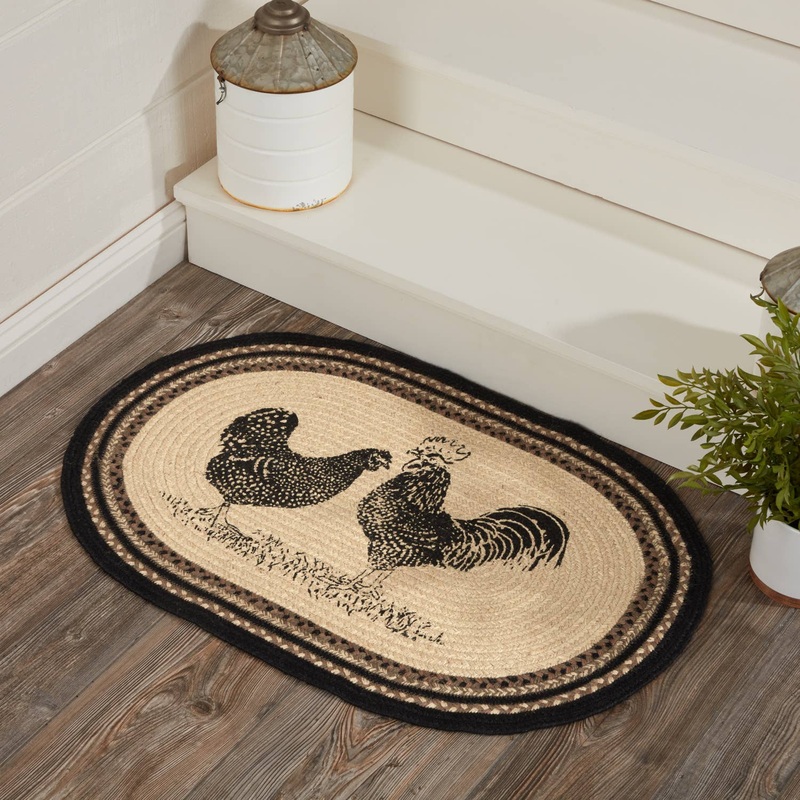 Chicken Jute Rug Oval 20x30 Perfect Farmhouse Decor