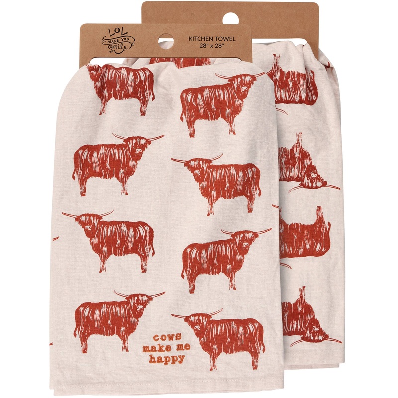 Cows Make Me Happy Highland Cow Kitchen Towel
