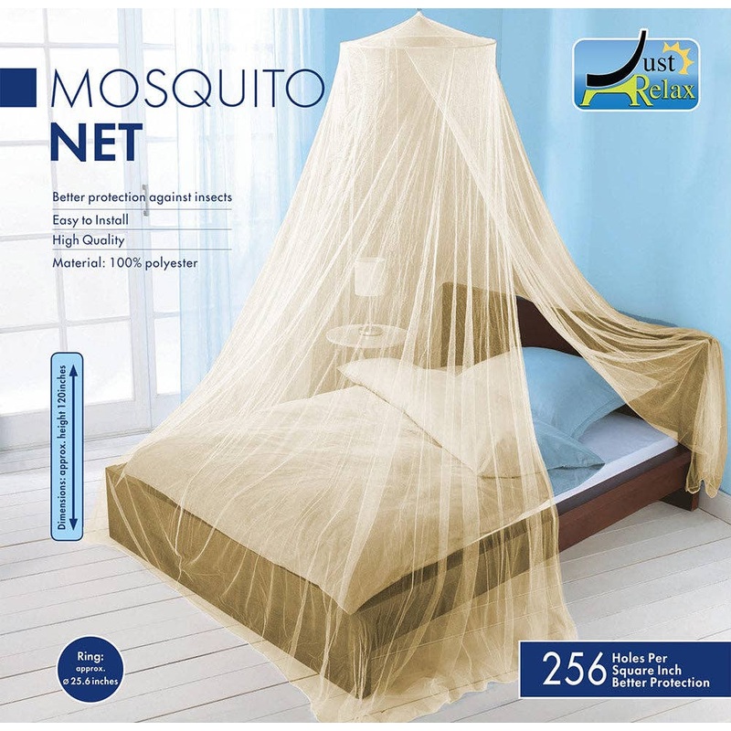 Elegant Mosquito Net Bed Canopy Set, Beige All Sizes