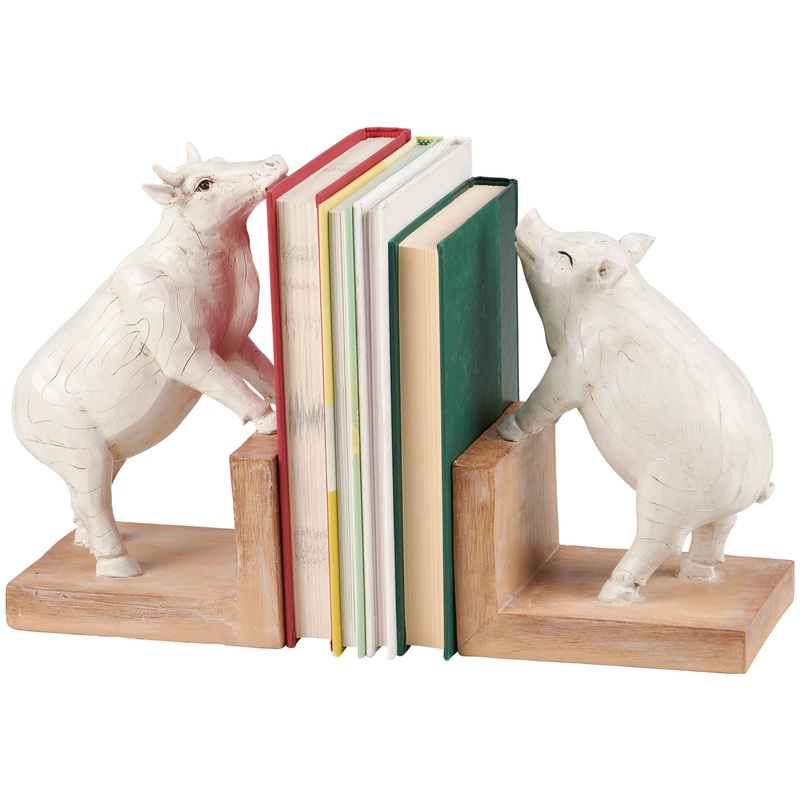 Farm Animals Bookends-Cow and Pig Farmhouse Bookends