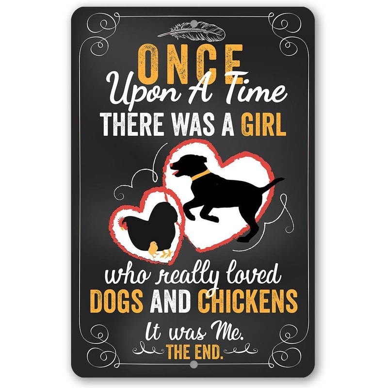 Lone Star Art - Girl Who Really Loved Dogs and Chicken - Metal Sign