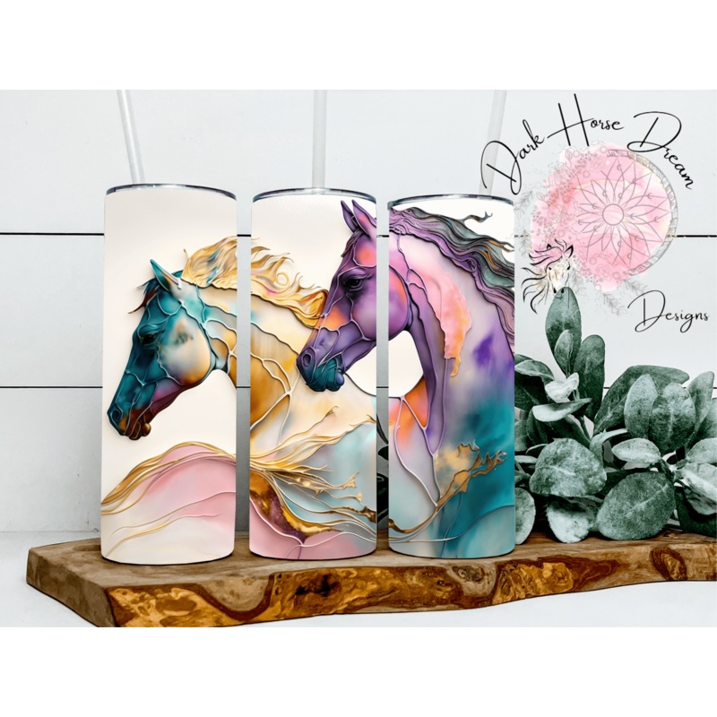 Mythical Herd Running Wild Horse Watercolor SS Tumbler