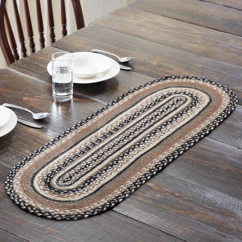 VHC Brands - Sawyer Mill Charcoal Creme Jute Oval Runner 13x36
