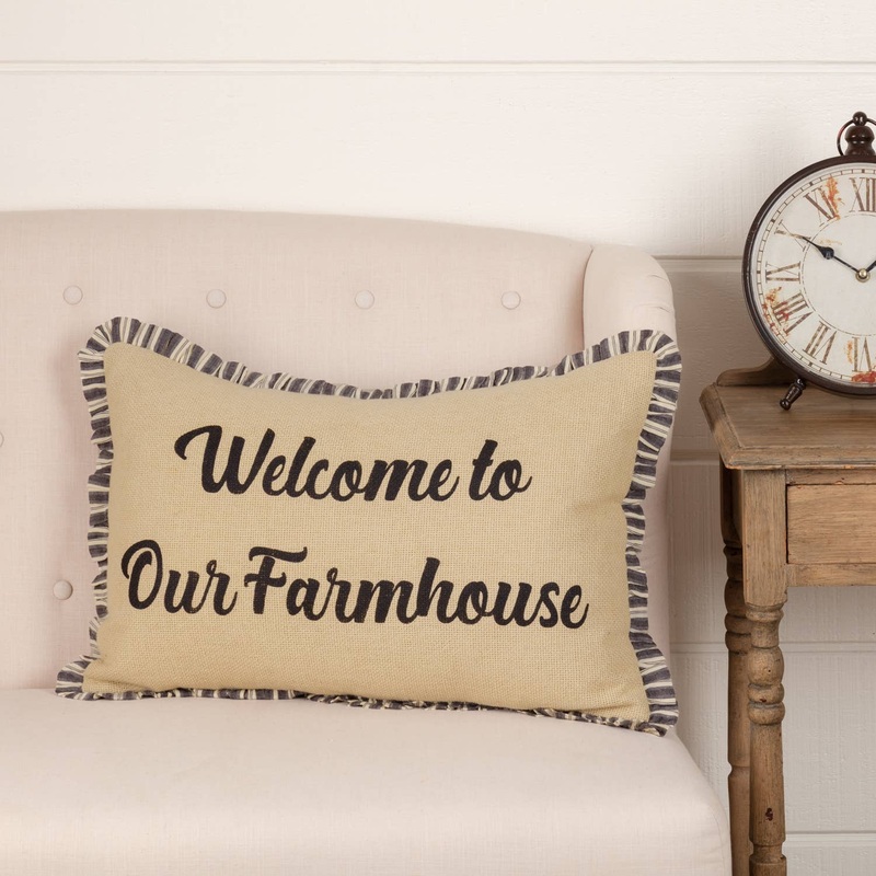 Welcome to Our Farmhouse Pillow 14x22 VHC Brands - Ashmont Burlap Vintage
