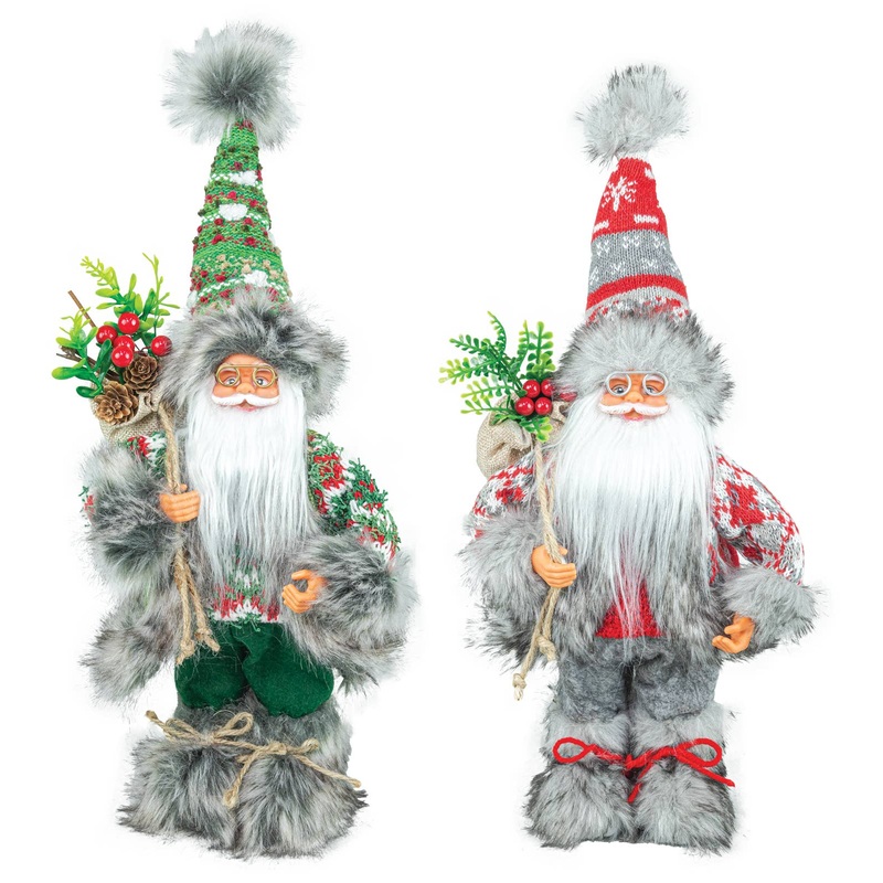 BACKWOODS SANTA STANDER 16" Tall Country Christmas Decorations Red and Green