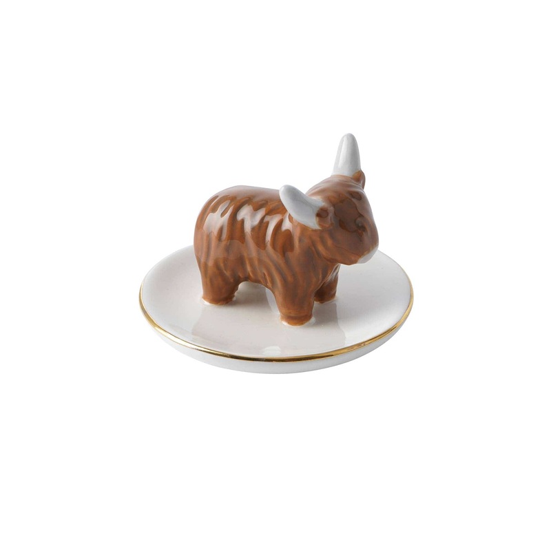 Bramble Farm Highland Cow Ring Dish In Gift Box