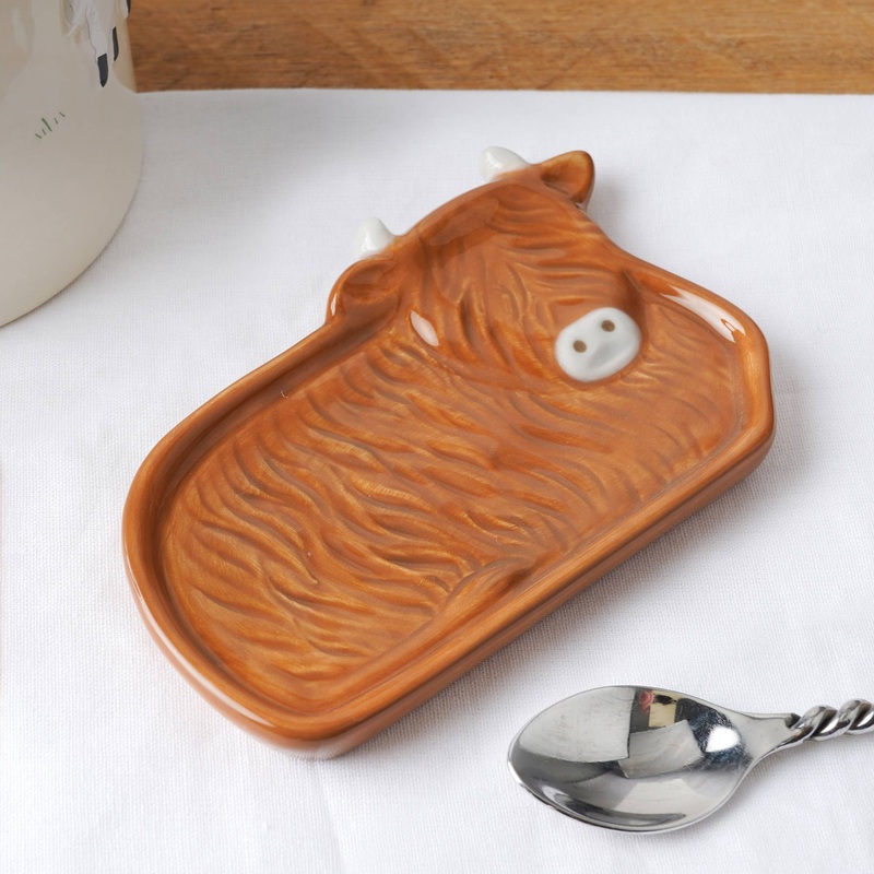 Bramble Farm Highland Cow Teabag Dish, Spoon Rest or Trinket Dish in Gift Box