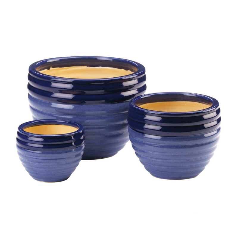 Deep Blue Tone Planter Set of Three
